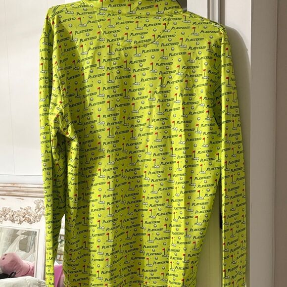 NWOT SHANKITGOLF Lime Green Men's 1/4 Zip-Up Plastered Long Sleeved Pull Over - Picture 5 of 6